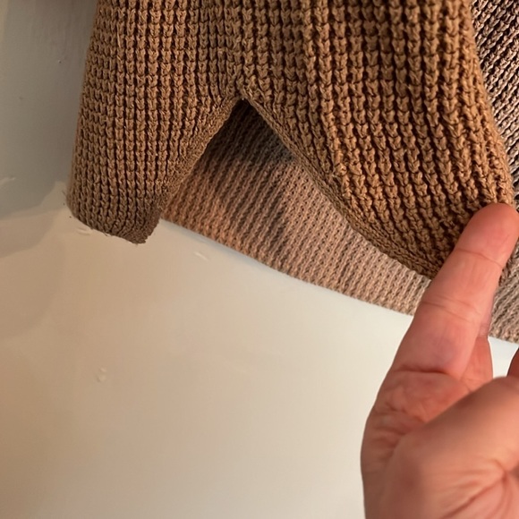 Michael Kors Camel Waffle Knit Cowl Neck Relaxed Fit Sweater Size L - Picture 6 of 9